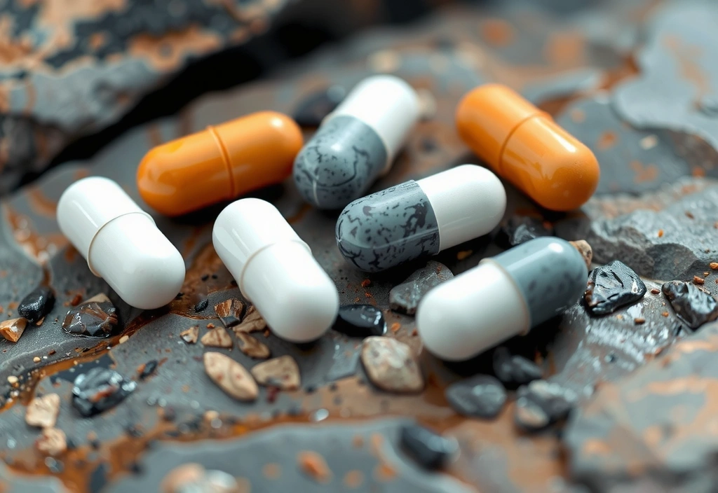 Cápsulas de Minerales sobre una roca